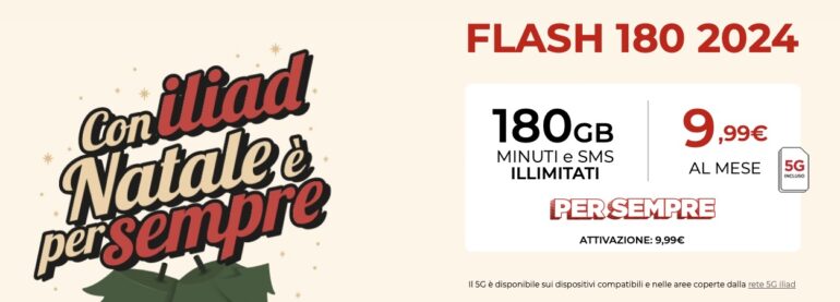 iliad renews the FLASH 180 offer with 5G included