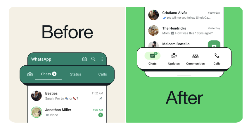 WhatsApp: The bottom menu is finally available on Android